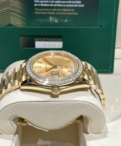 Rolex day-date gold wrapped moissanite baguette diamond 40mm