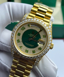 Rolex day-date gold wrapped + moissanite diamonds weight 173 gram 40mm