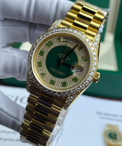 Rolex day-date gold wrapped + moissanite diamonds weight 173 gram 40mm