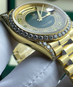 Rolex day-date gold wrapped + moissanite diamonds weight 173 gram 40mm