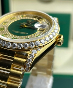 Rolex day-date gold wrapped + moissanite diamonds weight 173 gram 40mm