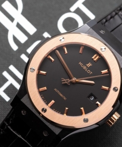 hublot classic fusion ceramic demi rose leather strap gsf 42mm