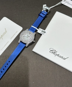 chopard 1:1 watch with moissanite diamonds leather strap 30mm