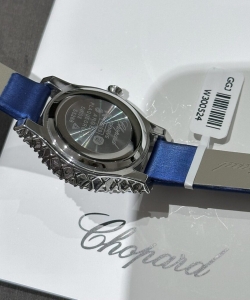 chopard 1:1 watch with moissanite diamonds leather strap 30mm