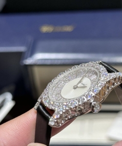 chopard with moissanite diamond leather strap 30mm