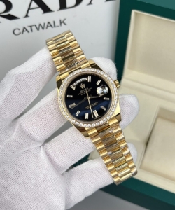 Rolex day-date 18k gold wrapped black dial with diamond bezel gm v2 40mm