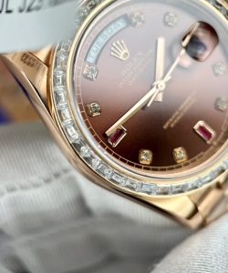 Rolex day-date gold wrapped with moissanite ruby red diamond 40mm