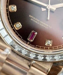 Rolex day-date gold wrapped with moissanite ruby red diamond 40mm