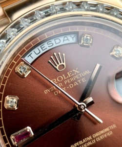 Rolex day-date gold wrapped with moissanite ruby red diamond 40mm