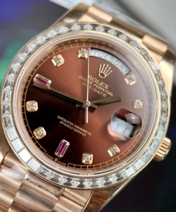 Rolex day-date gold wrapped with moissanite ruby red diamond 40mm