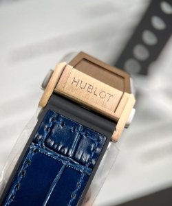 hublot one click king gold with blue dial moissanite 39mm