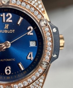 hublot big bang one click blue dial with moissanite diamond 39mm