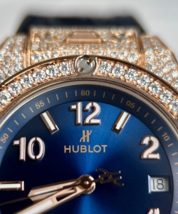 hublot big bang one click blue dial with moissanite diamond 39mm