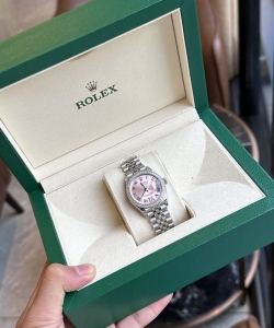 Rolex datejust with diamonds pink dial women’s watch ew 31mm