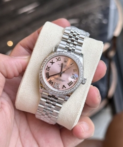 Rolex datejust with diamonds pink dial women’s watch ew 31mm