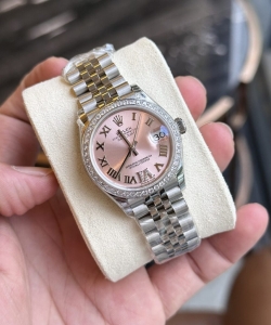 Rolex datejust with diamonds pink dial women’s watch ew 31mm