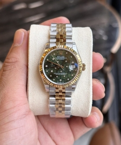 Rolex datejust demi gold green leaf dial 31mm