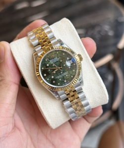 Rolex datejust demi gold green leaf dial 31mm