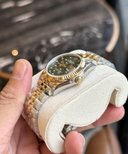 Rolex datejust demi gold green leaf dial 31mm