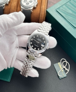 Rolex datejust 126334 black dial with diamond 41mm