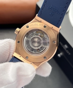 hublot 1:1 watch classic fusion king gold with moissanite diamonds blue 42mm