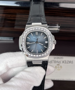 Patek Philippe nautilus 5723 1:1 watch leather strap dark blue dial 40mm