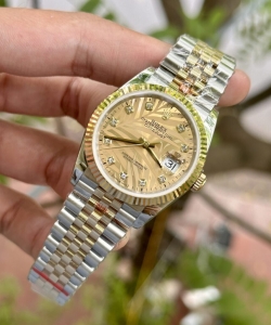 Rolex datejust 18k gold wrapped palm leaf dial gm 36mm