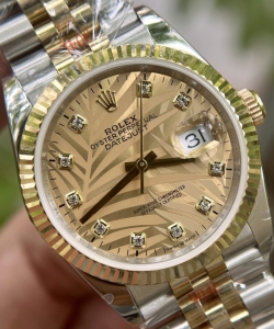 Rolex datejust 18k gold wrapped palm leaf dial gm 36mm