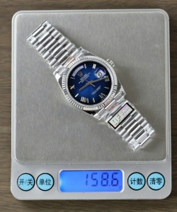 Rolex day-date 128236 dial blue weight 158gram 36mm