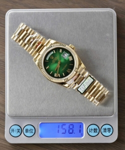 Rolex day-date 128238 green ombre dial weight 158gram qf 36mm