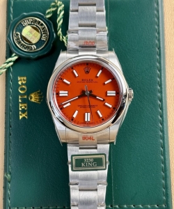 Rolex oyster perpetual 124300 red dial oyster strap 41mm