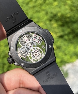 hublot big bang tourbillon ceramic black rubber strap 45mm