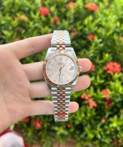 Rolex datejust demi pink dial 41mm