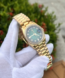 Rolex day-date 128348rbr ombre green dial ew 36mm