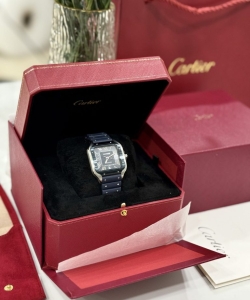 cartier santos 1:1 watch rubber blue strap 39.8mm