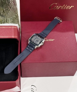 cartier santos 1:1 watch rubber blue strap 39.8mm