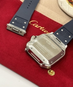 cartier santos 1:1 watch rubber blue strap 39.8mm