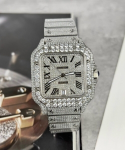 cartier santos with stone bezel 39.8mm