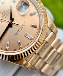 Rolex day-date 228235 pink dial stone with number 40mm