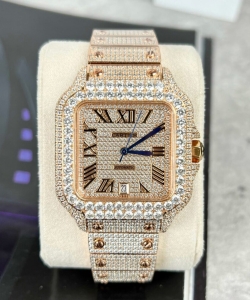 cartier santos men’s full diamond highest quality 39.8mm