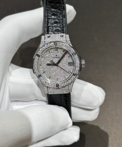 hublot classic fusion with full moissanite diamonds 33mm