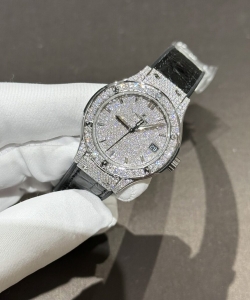 hublot classic fusion with full moissanite diamonds 33mm