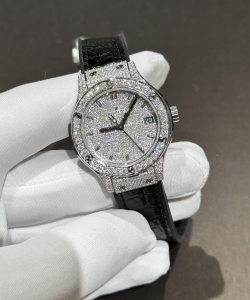 hublot classic fusion with full moissanite diamonds 33mm