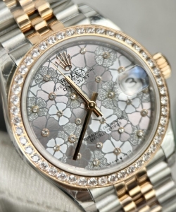 Rolex datejust flower dial with diamond bezel 31mm