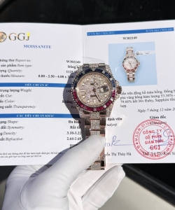 Rolex gmt-master ii 126755 saru-diao gold wrapped moissanite sapphire 40mm