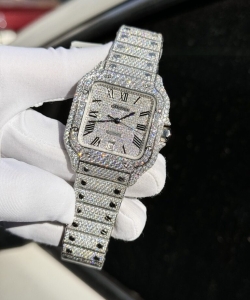 cartier santos full diamond moissanite hong kong 39.8mm