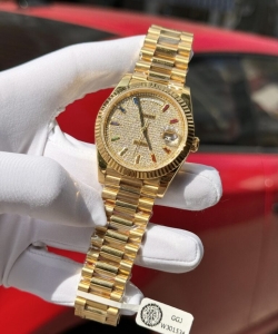 Rolex day-date solid gold wrapped with moissanite 40mm