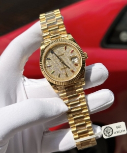 Rolex day-date solid gold wrapped with moissanite 40mm