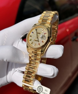 Rolex day-date solid gold wrapped with moissanite 40mm