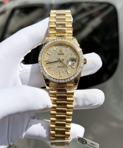 Rolex day-date diamond moissanite baguette gold wrapped 40mm